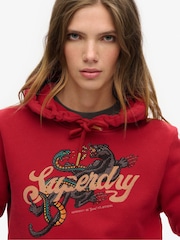 Superdry Red Dahlia Tattoo Script Graphic Hoodie - Image 3 of 5
