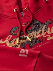 Superdry Red Dahlia Tattoo Script Graphic Hoodie - Image 5 of 5