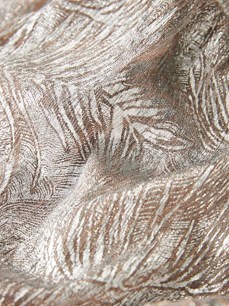 Silver / Pink Long Sleeve Metallic Wrap Mini Dress - Image 7 of 7
