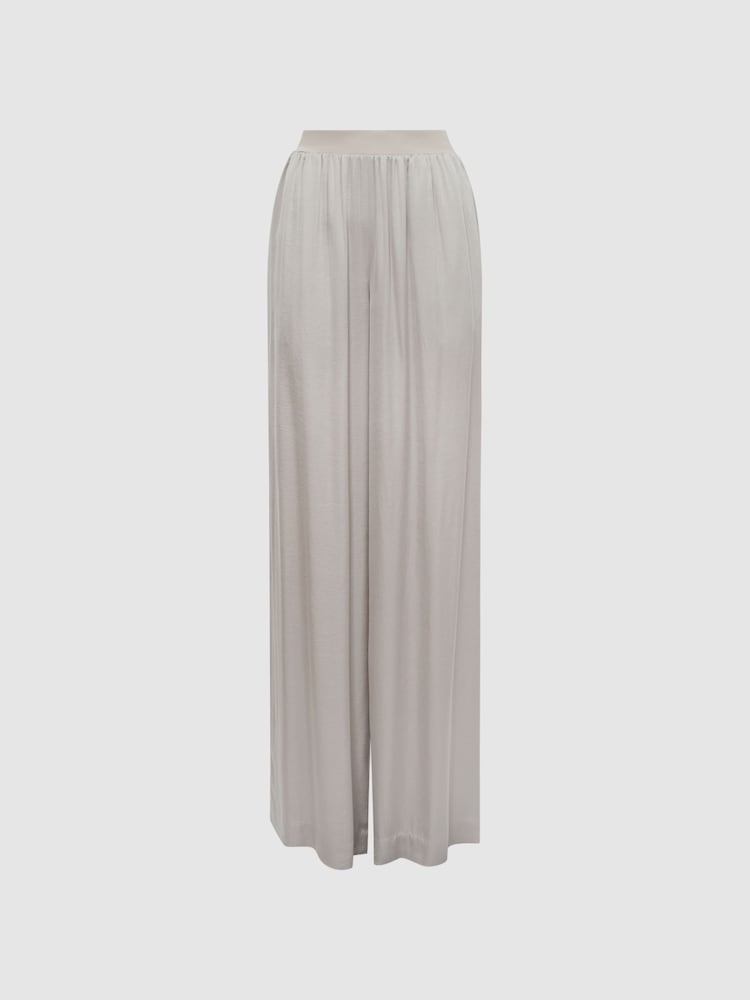 Reiss Neutral Imogen Wide Leg Elasticated Waist Trousers - Image 2 of 4