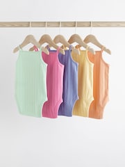 Multi Bright Baby 5 Pack Strappy Vest 100% Cotton Bodysuits - Image 2 of 6