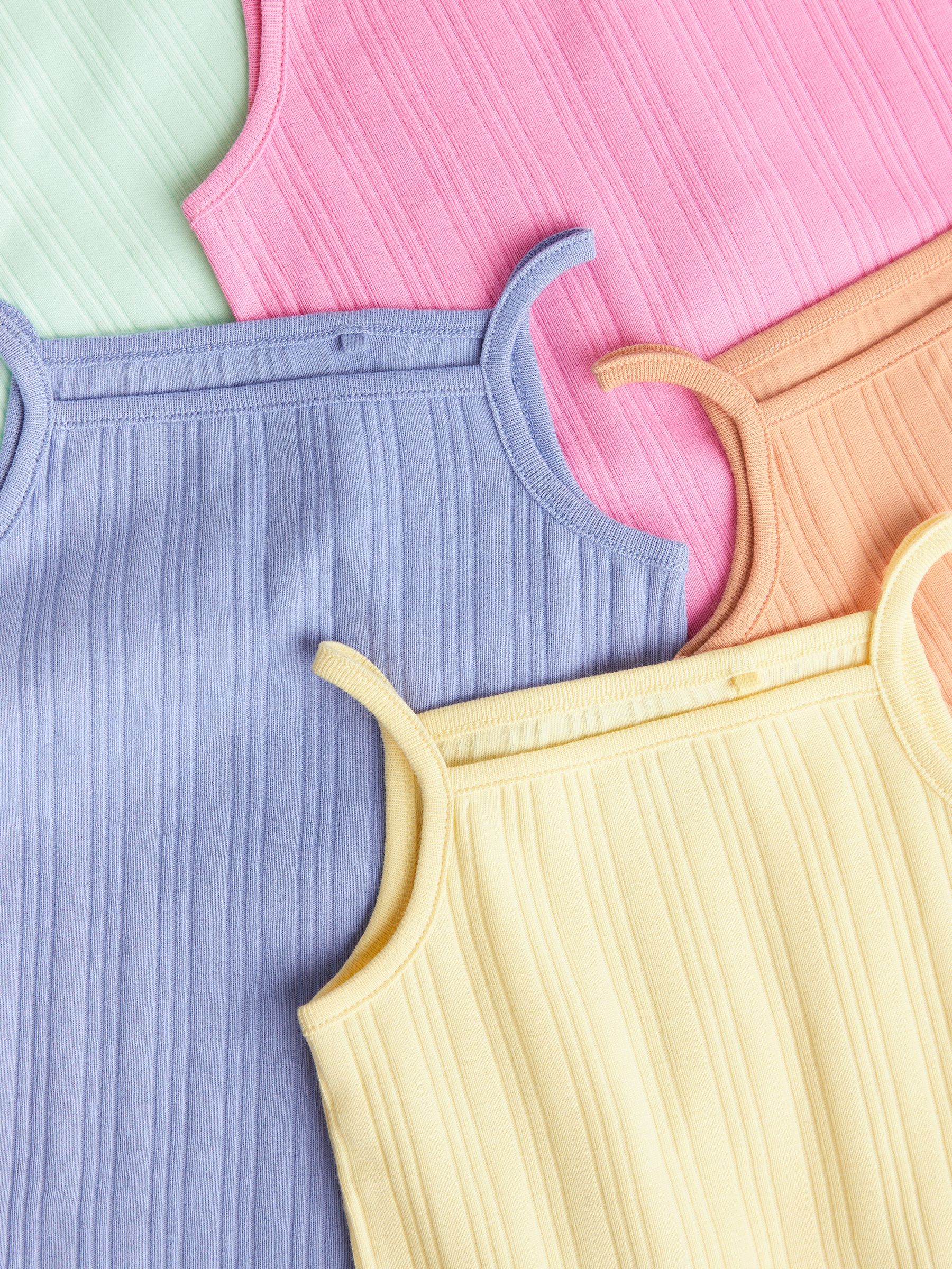 Multi Bright Baby 5 Pack Strappy Vest 100% Cotton Bodysuits - Image 4 of 6