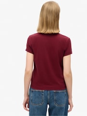 Superdry Rich Burgundy Essential Logo Fitted 100% Cotton T-Shirt - Image 2 of 6
