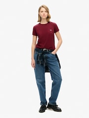 Superdry Rich Burgundy Essential Logo Fitted 100% Cotton T-Shirt - Image 3 of 6