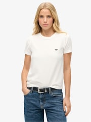 Superdry Off White Essential Logo Fitted 100% Cotton T-Shirt - Image 1 of 5