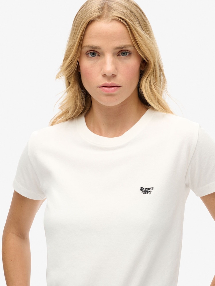 Superdry Off White Essential Logo Fitted 100% Cotton T-Shirt - Image 3 of 5