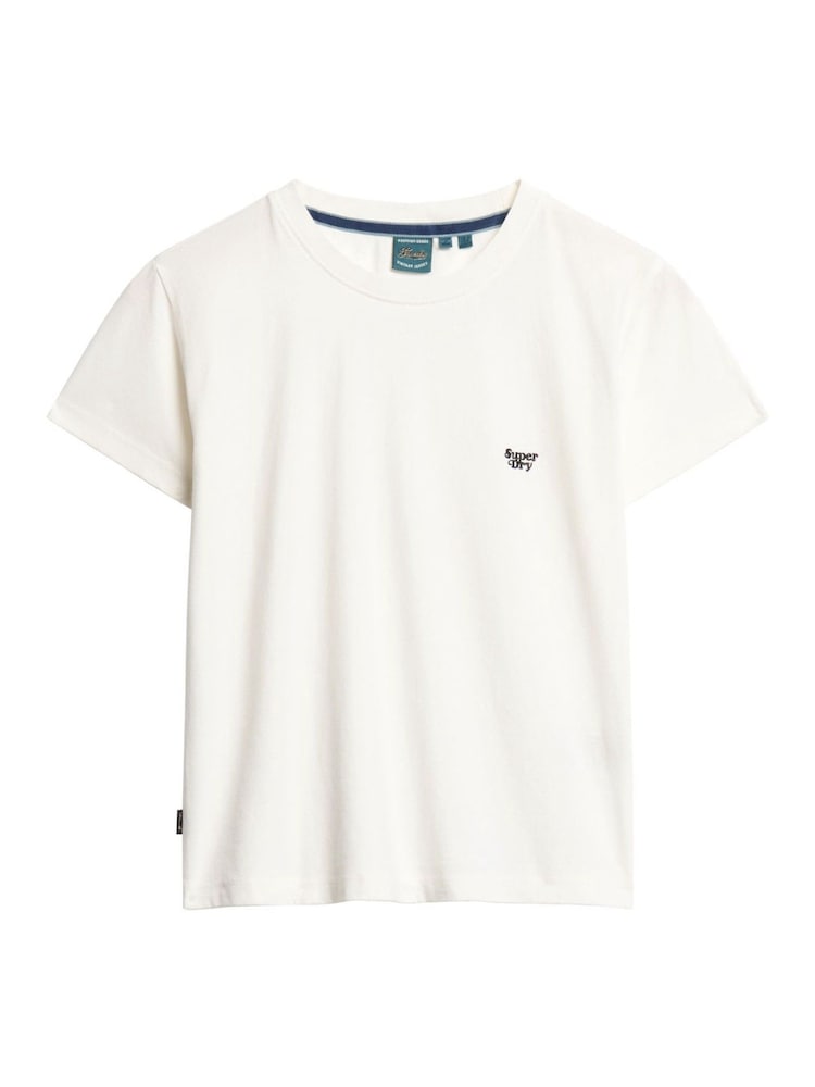 Superdry Off White Essential Logo Fitted 100% Cotton T-Shirt - Image 4 of 5