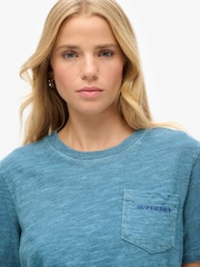 Superdry Moonlight Blue 100% Cotton Essential Logo Overdyed T-Shirt - Image 2 of 4