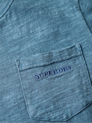 Superdry Moonlight Blue 100% Cotton Essential Logo Overdyed T-Shirt - Image 4 of 4