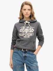Superdry Granite Grey Marl Lo-Fi Outdoor Graphic Hoodie - Image 1 of 7