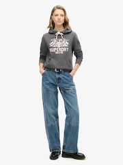 Superdry Granite Grey Marl Lo-Fi Outdoor Graphic Hoodie - Image 3 of 7