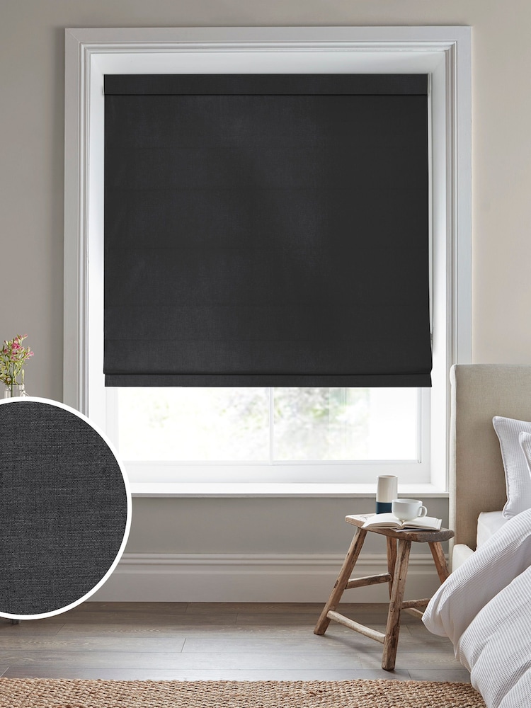 Laura Ashley Charcoal Grey Swanson Made to Measure Roman Blind - Image 1 of 7