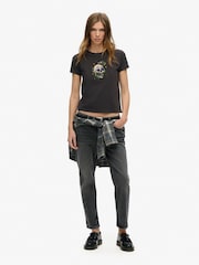 Negro bisonte - Camiseta pequeña entallada con tatuajes y diamantes de imitación de 100% algodón de Superdry - Imagen 4 de 6