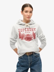 Superdry Flake Grey Marl Lo-Fi Outdoor Graphic Hoodie - Image 1 of 4