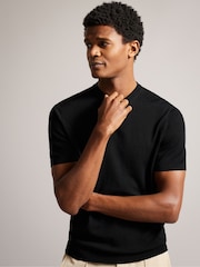 Ted Baker Black Senti Long Sleeved Knitted Plain T-Shirt - Image 1 of 5