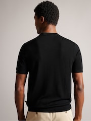 Ted Baker Black Senti Long Sleeved Knitted Plain T-Shirt - Image 2 of 5