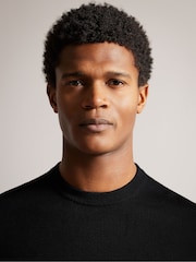 Ted Baker Black Senti Long Sleeved Knitted Plain T-Shirt - Image 4 of 5