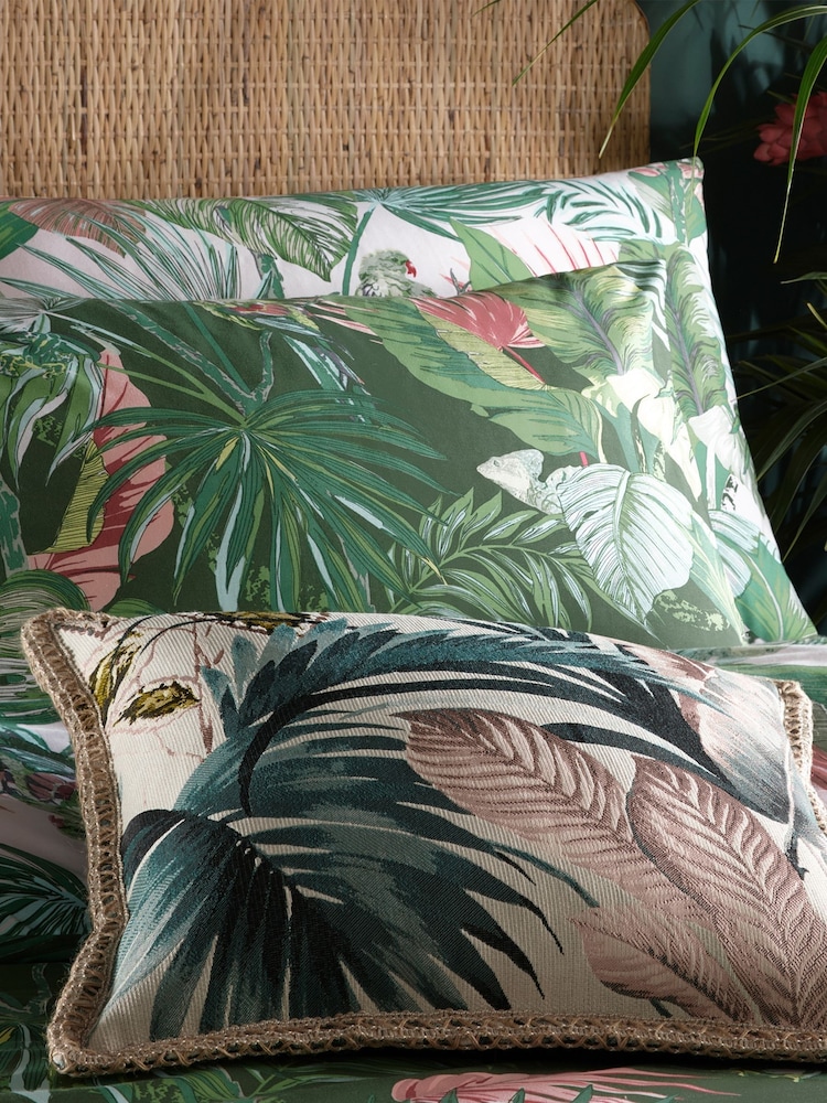 furn. Jade Green Amazonia Rainforest Reversible Duvet Cover and Pillowcase Set - Image 4 of 4