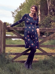 JoJo Maman Bébé Navy Floral Maternity & Nursing Dress - Image 1 of 5