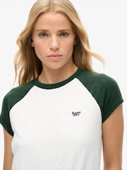 Superdry Enamel Green/Off White 100% Cotton Essential Logo Raglan T-Shirt - Image 3 of 5