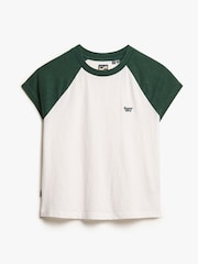 Superdry Enamel Green/Off White 100% Cotton Essential Logo Raglan T-Shirt - Image 4 of 5