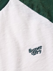 Superdry Enamel Green/Off White 100% Cotton Essential Logo Raglan T-Shirt - Image 5 of 5