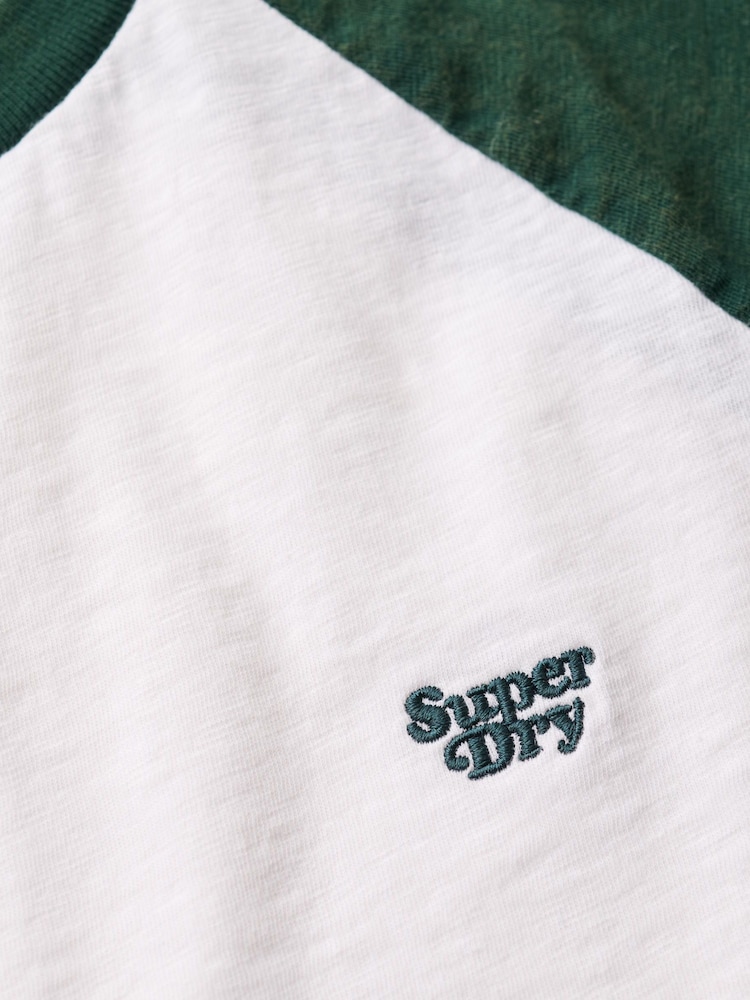 Superdry Enamel Green/Off White 100% Cotton Essential Logo Raglan T-Shirt - Image 5 of 5