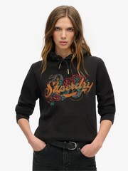 Superdry Black Tattoo Script Graphic Hoodie - Image 1 of 1