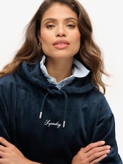 Superdry Blueberry Navy Country Club Velour Loose Hoodie - Image 2 of 5