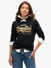 Superdry Jet Black Embellished vl Graphic Hoodie - Image 1 of 5