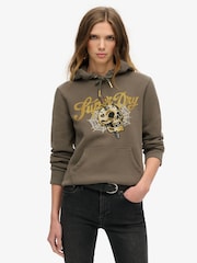 Superdry Dusky Slate Grey Tattoo Script Graphic Hoodie - Image 1 of 1