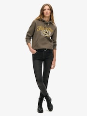 Superdry Dusky Slate Grey Tattoo Script Graphic Hoodie - Image 2 of 5