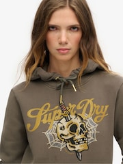 Superdry Dusky Slate Grey Tattoo Script Graphic Hoodie - Image 3 of 5