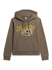 Superdry Dusky Slate Grey Tattoo Script Graphic Hoodie - Image 4 of 5