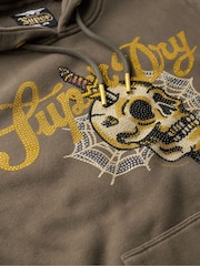 Superdry Dusky Slate Grey Tattoo Script Graphic Hoodie - Image 5 of 5