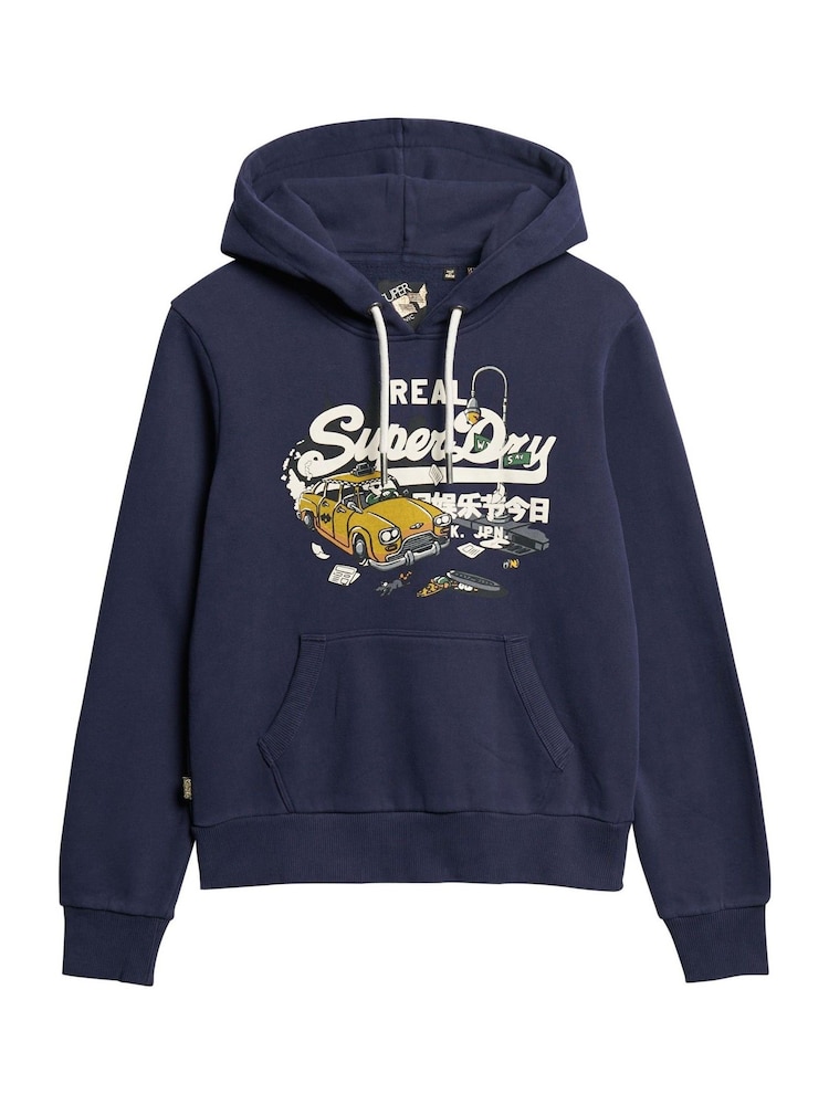 Superdry Rich Navy New York vl Graphic Hoodie - Image 3 of 5