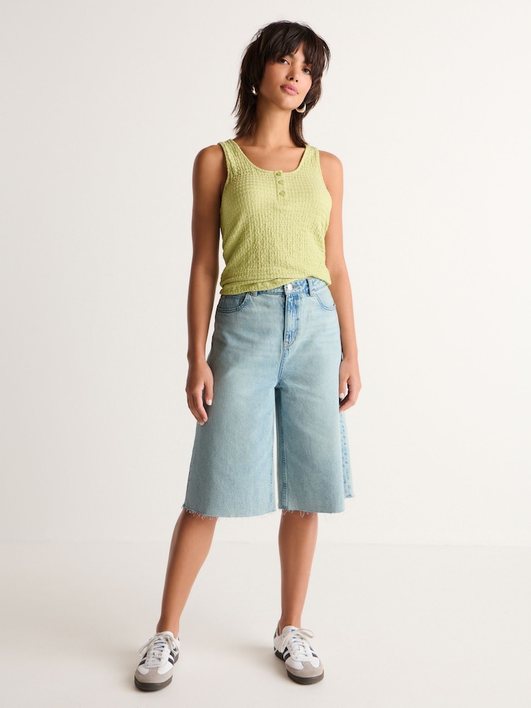 Mid Blue 100% Cotton Denim Shorts - Image 1 of 6