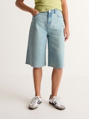 Mid Blue 100% Cotton Denim Shorts - Image 2 of 6