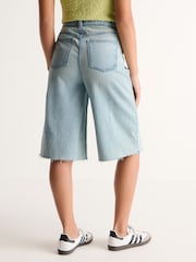 Mid Blue 100% Cotton Denim Shorts - Image 3 of 6