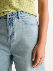 Mid Blue 100% Cotton Denim Shorts - Image 4 of 6