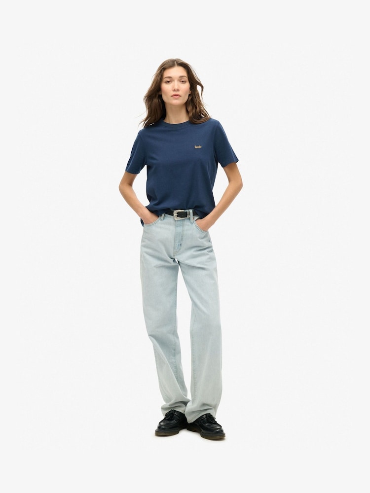 Superdry Richest Navy 100% Cotton Essential Logo Emb T-Shirt - Image 2 of 5