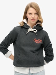 מלאנז' פחם - Superdry קפוצ'ון עם לוגו וינטג' רקום בצבעי ניאון - Image 1 of 6