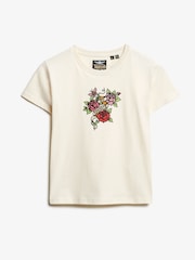 Rice White - Camiseta pequeña entallada con tatuajes y diamantes de imitación de 100% algodón de Superdry - Imagen 4 de 5