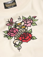 Rice White - Camiseta pequeña entallada con tatuajes y diamantes de imitación de 100% algodón de Superdry - Imagen 5 de 5