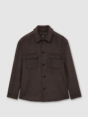 Reiss Brown Check Liam Wool-Blend Twin-Pocket Overshirt - Image 2 of 7