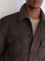 Reiss Brown Check Liam Wool-Blend Twin-Pocket Overshirt - Image 3 of 7