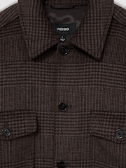 Reiss Brown Check Liam Wool-Blend Twin-Pocket Overshirt - Image 7 of 7