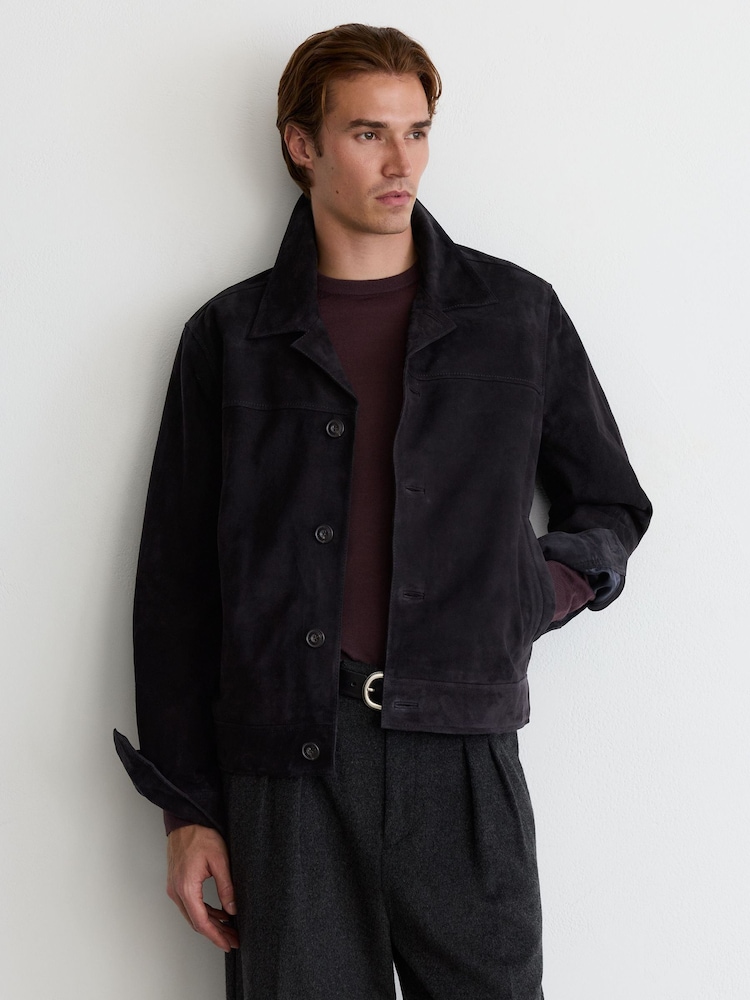 Reiss Taylore Suede Revere-Collar Jacket - صورة 1 من 8