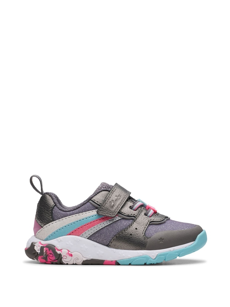 Clarks Grey Standard Fit (F) Comb Tidal Star Trainers - Image 1 of 8