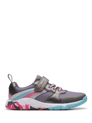 Clarks Grey Standard Fit (F) Gun Tidal Star Trainers - Image 1 of 8